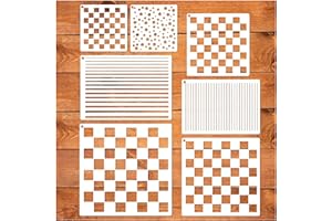 YHSLMH Checkerboard Stencils for Painting on Wood 11.8 Inch Reusable Canvas Checks Paint Straight Line Stencil for Crafts Kids Adult Art Projects Drawing Card Making Pattern for Wall Decorative (Check line)
