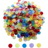 Yuanhe 500 Pieces 3/4 Inch Transparent Counting Chips for Bingo Game, Party, Classroom, Game Night - Mixed Color