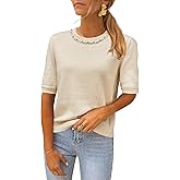 Arach&Cloz Women's Wool Blend Elegant Crew Neck Sweaters for Fall 2025