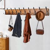 WEBI Coat Rack Wall Mount 98cm Long 10 Hooks Solid Wood Rustic Brown view 2