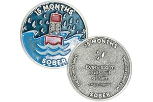 THE ACHIEVE MINT 15 Months Sober Token | Fifteen Month Sober Chip | Non-AA Gift, Non-Religious Medallions for Men and Women Celebrating Sobriety