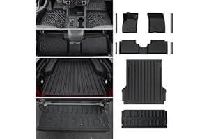Mabett Truck Bed Mat with Tailgate Mat and Floor Mats with Door Sill Protectors for Ford Maverick Hybrid Model 2022-2025,All - Weather TPE Liners Accessories(NOT fit Gasoline)