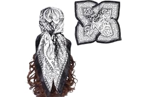 EIysee 35 x 35 Women's Fashion Pattern Large Square Silk Like Hair Scarf Head Sleeping Wrap Satin Neck Bandana for Gift…