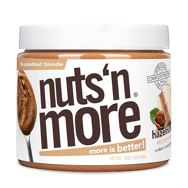 NUTS ‘N MORE HAZELNUT BLONDIE SPREAD – HIGH PROTEIN, LOW CARB, LOW SUGAR, GLUTEN FREE, NON-GMO, ALL-NATURAL KETO NUT BUTTER SNACK (15OZ JAR)
