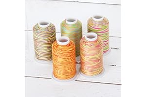 Threadart 100% Cotton Variegated Thread Set | 5 Cones Party Colors | 600M (660 Yards) Cones | for Quilting & Sewing 40/3 Weight | Long Staple & Low Lint | Over 20 Other Sets Available