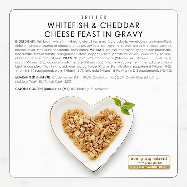 PURINA FANCY FEAST DELIGHTS WITH CHEDDAR GRILLED CHICKEN, TURKEY OR WHITEFISH AND CHEDDAR CHEESE FEAST IN GRAVY WET CAT FOOD VARIETY PACK – (PACK OF 24) 3 OZ. CANS