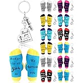 Glitopper 24 Pcs Employee Appreciation Gifts Bulk Thank You for All You Do Socks Keychains for Staff Coworker Team