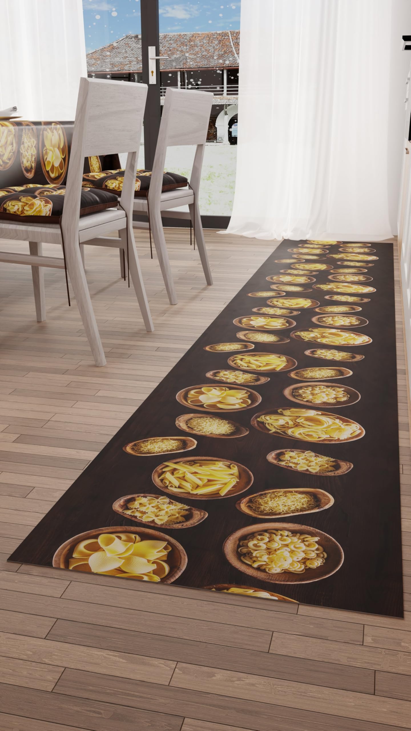 Kitchen Rug, Non-slip Kitchen Rug, Printed Kitchen Rug, Pasta Spoons 52x280 cm