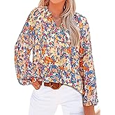 BTFBM Blouses for Women Dressy Casual Floral Summer Boho Tops V Neck Lightweight Long Sleeve Shirts Spring Clothes 2026