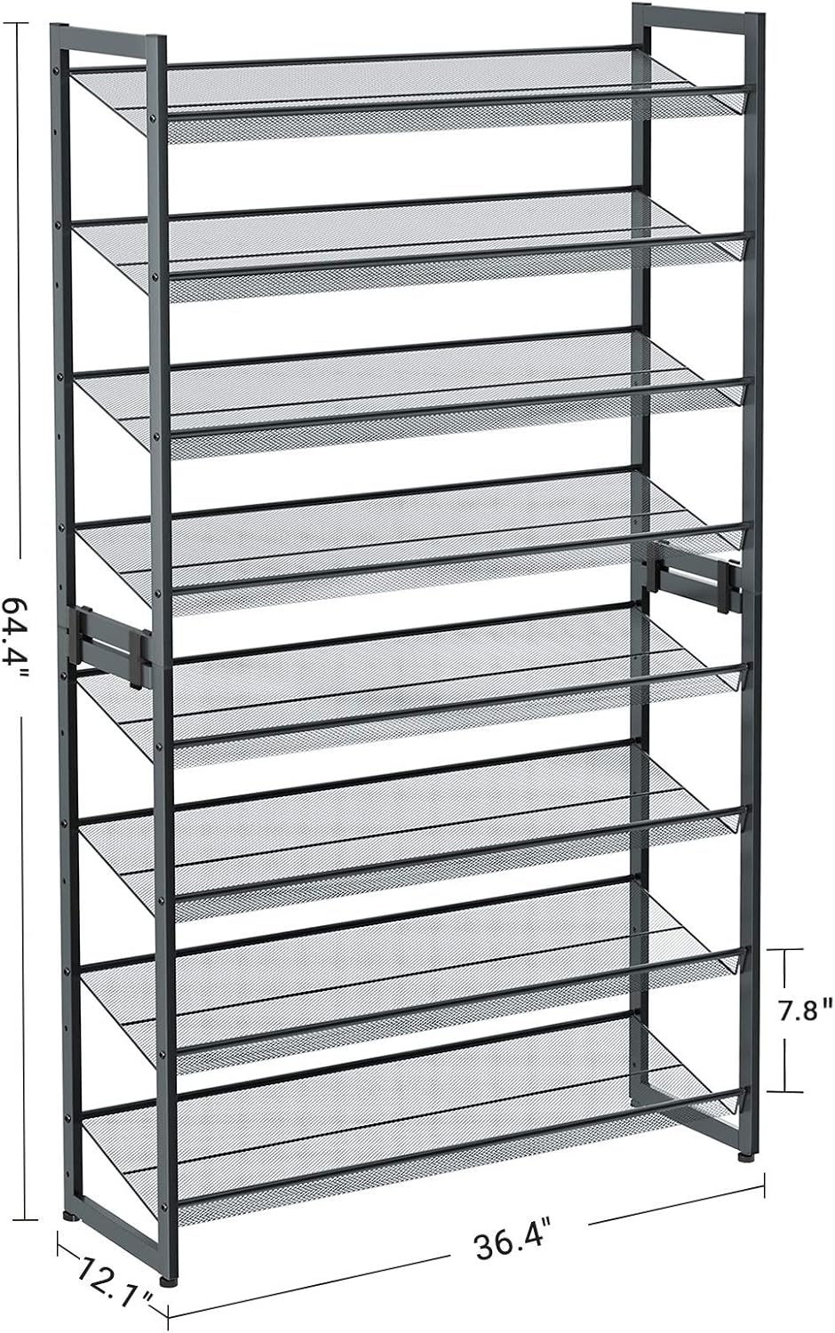 songmics 10 tiers shoe rack on Songmics 8 Tier Shoe Rack Adjustable Flat Or Angled Shelves Set Of 2 Stackable 4 Tier Shoe Organizers For 32 To 40 Pairs Of Shoes Cool Gray Ulmr08gb Clothing Closet Storage Kolenik Home Kitchen