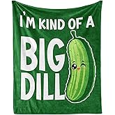 CaomeiWu Pickle Throw Blanket, 50" x 40" Flannel Cute Pickles Themed Green Throw, Soft Lap Nap Throw Blanket for Home Boys Girls Women Pickle Lovers Gifts