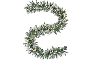 WBHome Pre-lit 9 Feet/106 Inch Christmas Garland with 100 LED Lights Holiday Decorations, Battery Operated (Batteries NOT Included)