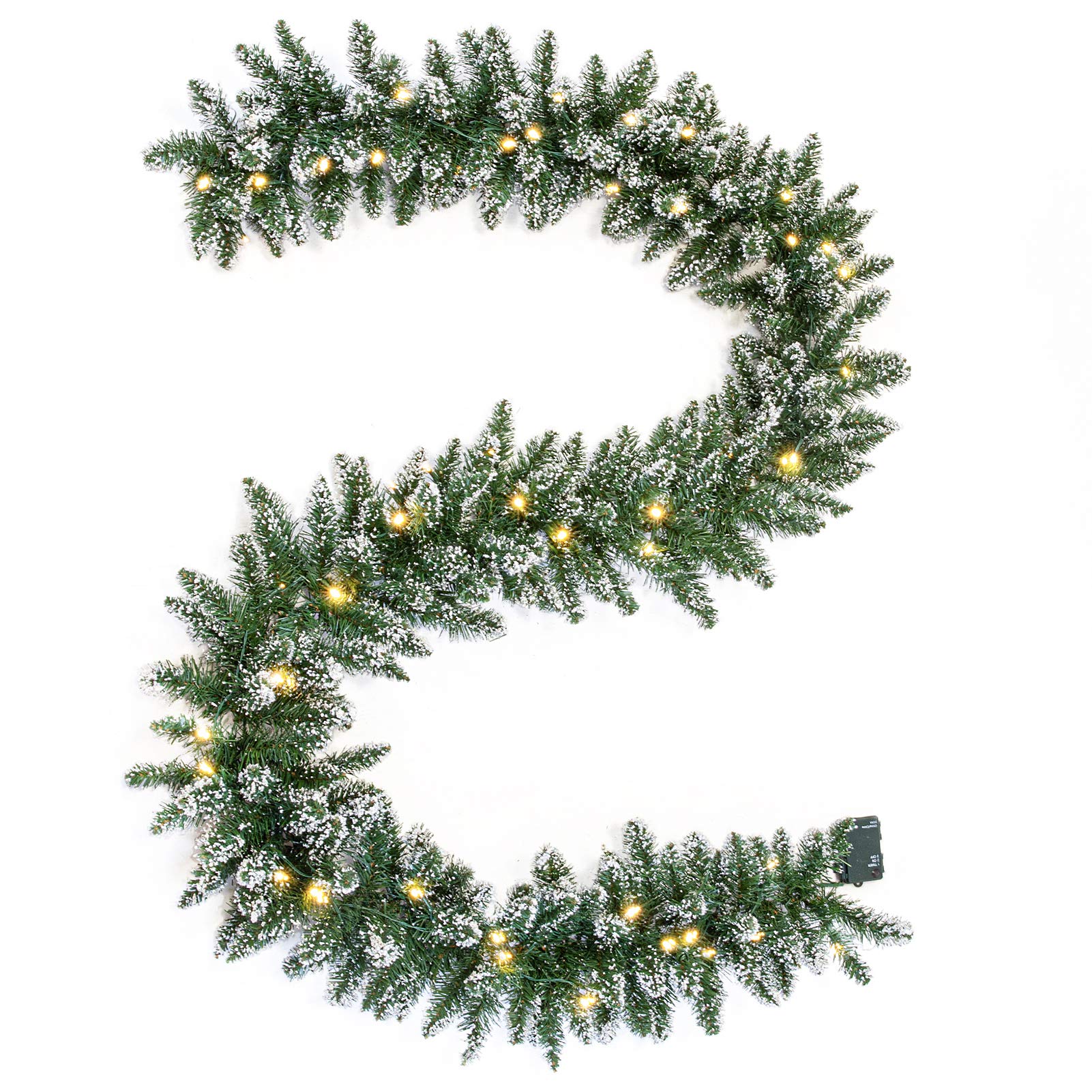 Photo 1 of Wbhome Pre- 9 Feet/106 Inch Christmas Garland with 100 LED Lights Holiday Decorations, Battery Operated (Batteries NOT Included)
