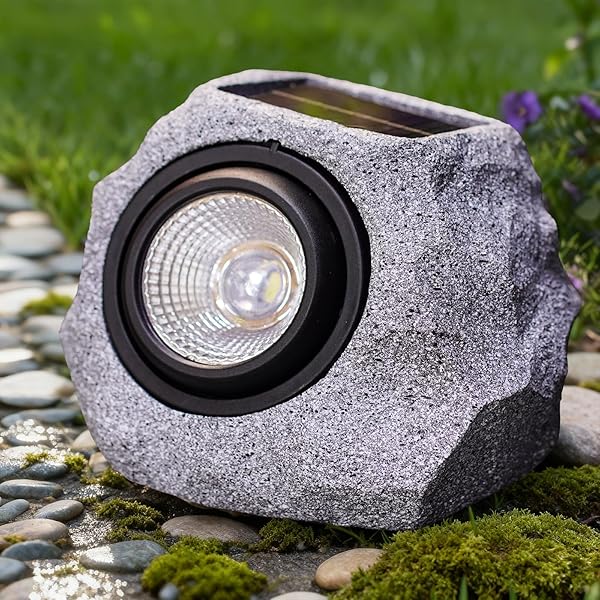 FASHIONODA 2 PACK SOLAR FAKE ROCK LIGHT OUTDOOR...