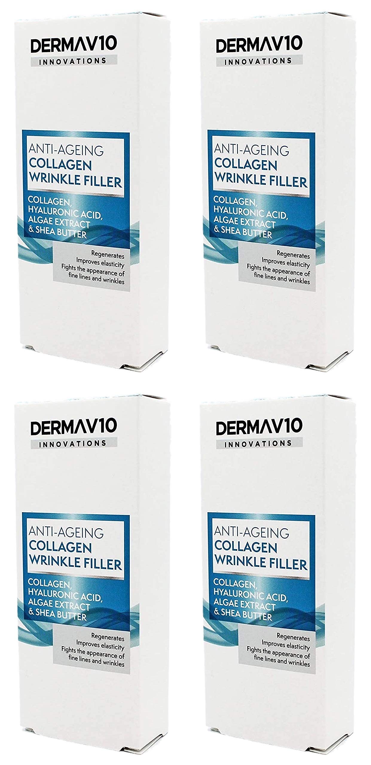 Derma V10 Anti-Ageing Collagen Wrinkle Filler With Hyalauronic Acid, Algae Extract & Shea Butter (4 Pack)