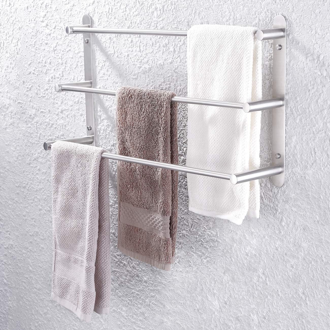 KES 3-Tiers Bath Towel Bar 24-Inch Stainless Steel Bathroom Towel Rack Wall Mount, Brushed Finish, BTH202S3-2 - - 