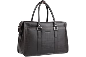 Banuce Brown Leather Briefcase for Men Attache Case Laptop Business Bags Travel Handbag