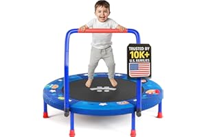 Happin® 36'' Indoor Trampoline for Kids Ages 2-6, Foldable Mini Rebounder for Indoor & Outdoor Play with Foam Handle and Ultra Safe Padding, Perfect Toddler Gift for Boys & Girls