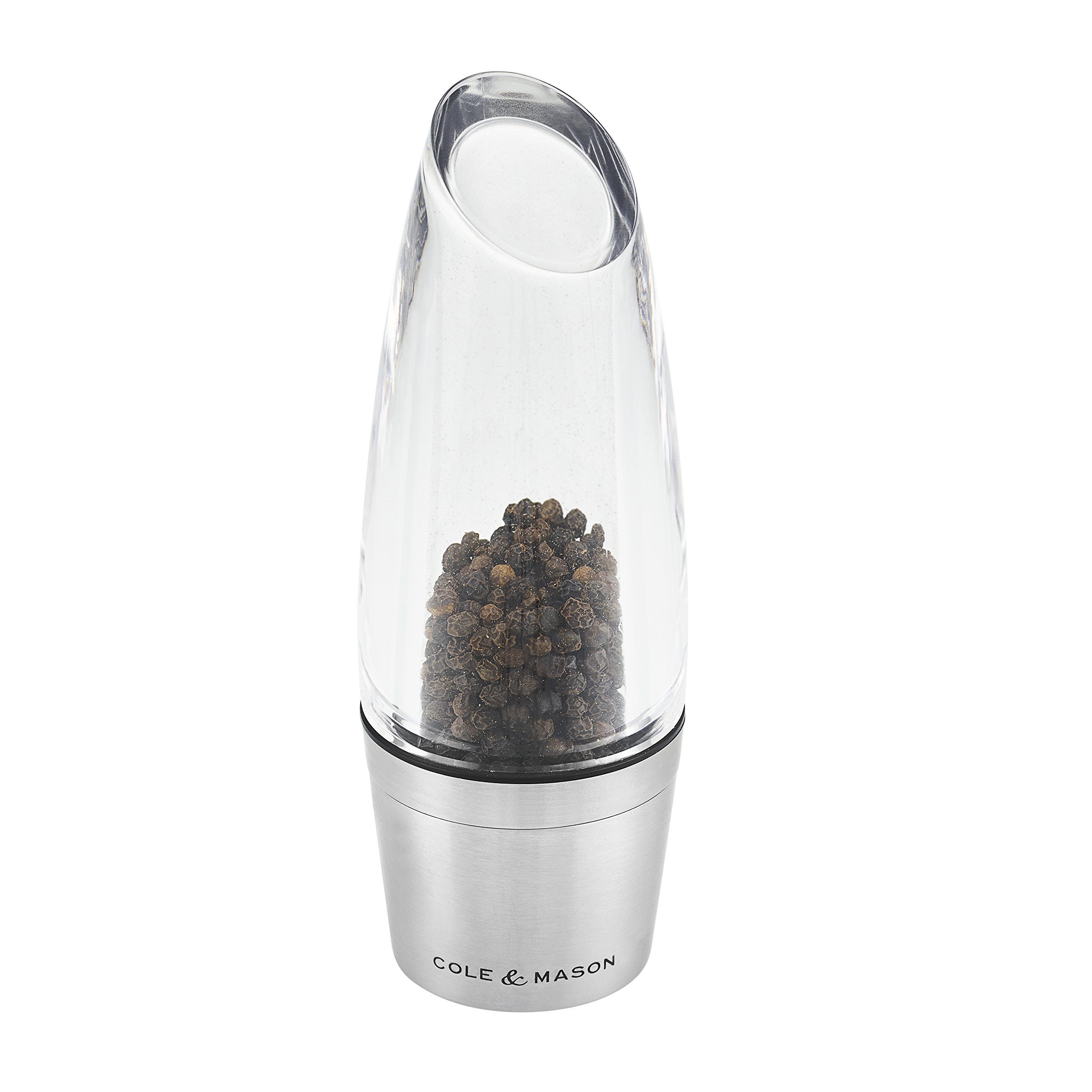 Cole & Mason H308891P Milston Pepper Mill | Precision+ Stemless | Stainless Steel/Acrylic | 160mm | Single | Includes 1 x Pepper Grinder | Lifetime Mechanism Guarantee