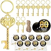 Misdary 50 Sets Birthday Party Favors for Guests Included Bottle Openers Beer Opener Keychains Thank You Tags with Organza Bags and Rope Adult Birthday Party Favor Souvenirs Gift Supplies(80th)