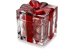 Mikasa Holiday Treats Large Covered Box Square Glass, Red