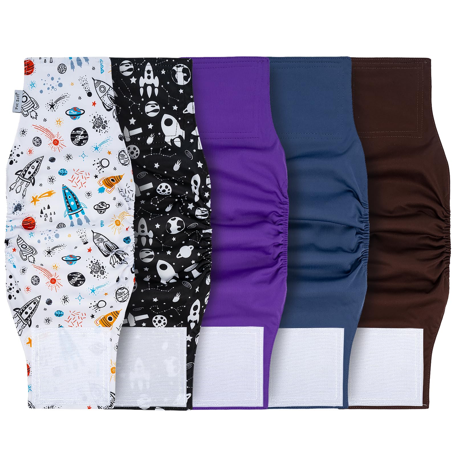 Photo 1 of Pet Soft Dog Diapers Male Reusable, 5 Pack Belly Bands for Male Dogs, High Absorbing Washable Male Dog Warps for Doggie Puppy in Incontinence Excitable Training(Space, XS)