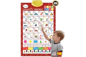 BOXIKI KIDS Bilingual English & Spanish Interactive Alphabet Wall Chart (2026 Model) – Talking ABC Letters, Numbers 123 & Music Learning Poster – Educational Toy for Toddlers & Kids Ages 3+