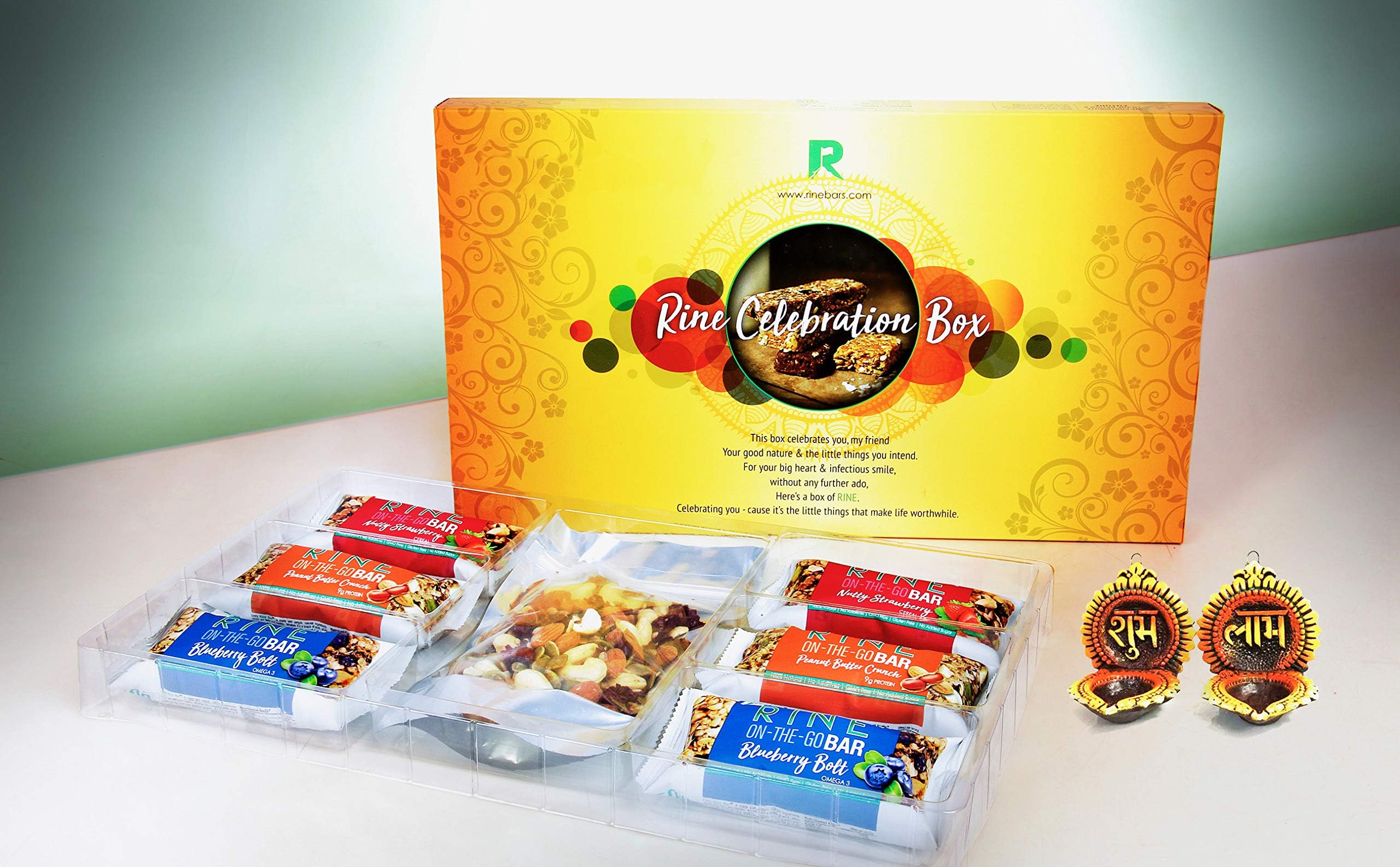 RINE Bars Gift Pack Sugar Free Granola and Cereal Bars for Breakfast & Snacks, Celebration Box – Valentine’s Day Special (Pack of 6 Bars, Trail Mix)