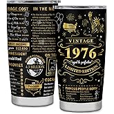 pinvgsbu 50th Birthday Gifts for Her/Women Him/Men, 1976 Birthday Tumbler 20oz, Cool Gifts for 50 Year Old Woman Man, Funny 50th Birthday Gifts for Women Men 1976 Birthday Stainless Steel Tumbler 20oz