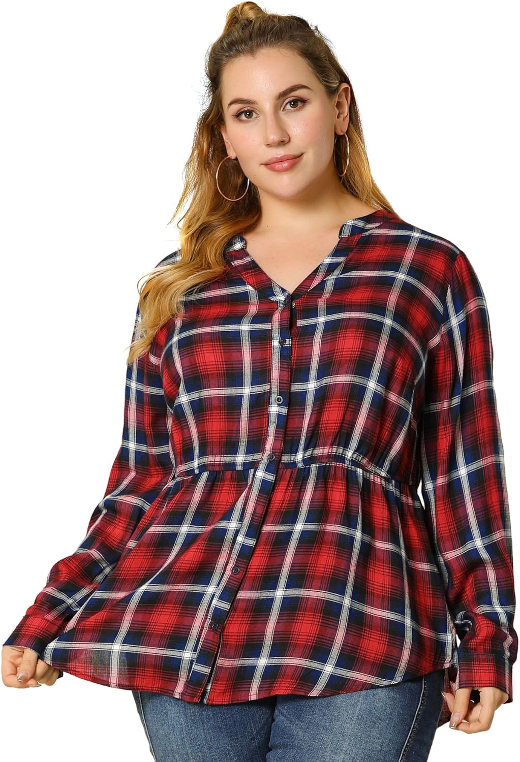 womens plaid peplum top