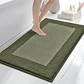 anllugs Bathroom Rugs 30" x 46", Non-Slip Extra Soft Absorbent Bath Rugs, Machine Washable Quick Dry Bath Mats for Bathroom Floor, Shower, Bathtub and Sink, Olive Green & Green