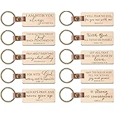 Fumete 10 Pcs Christmas Wooden Christian Keychain Bulk PU Leather Inspirational Bible Verse Keychain Religious Key Chain Gifts for Church Women Men