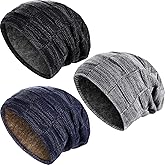 Geyoga 2/3/4 Pack Winter Beanie Hats for Men Warm Slouchy Beanies Hats Fleece Lined Thick Knitted Ski Skull Warm Cap