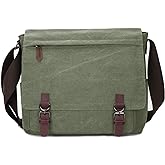 Canvas Messenger Bag for Men Women,Travel Satchel Shoulder bag 15.6 Inch Laptop Bag briefcase Business