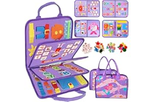 Qizfun Montessori Busy Board Book for Toddlers, Mermaid Sensory Learning Toy for Girls, Educational Fine Motor Skills Toy, Travel Busy Board for Car & Airplane