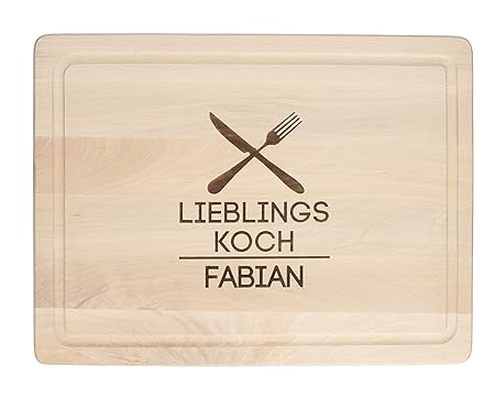 elasto Schneidebrett mit Gravur und Saftrille Holzbrett Personalisiert Frühstücksbrett mit Name aus Massivem Buchenholz 40 x 