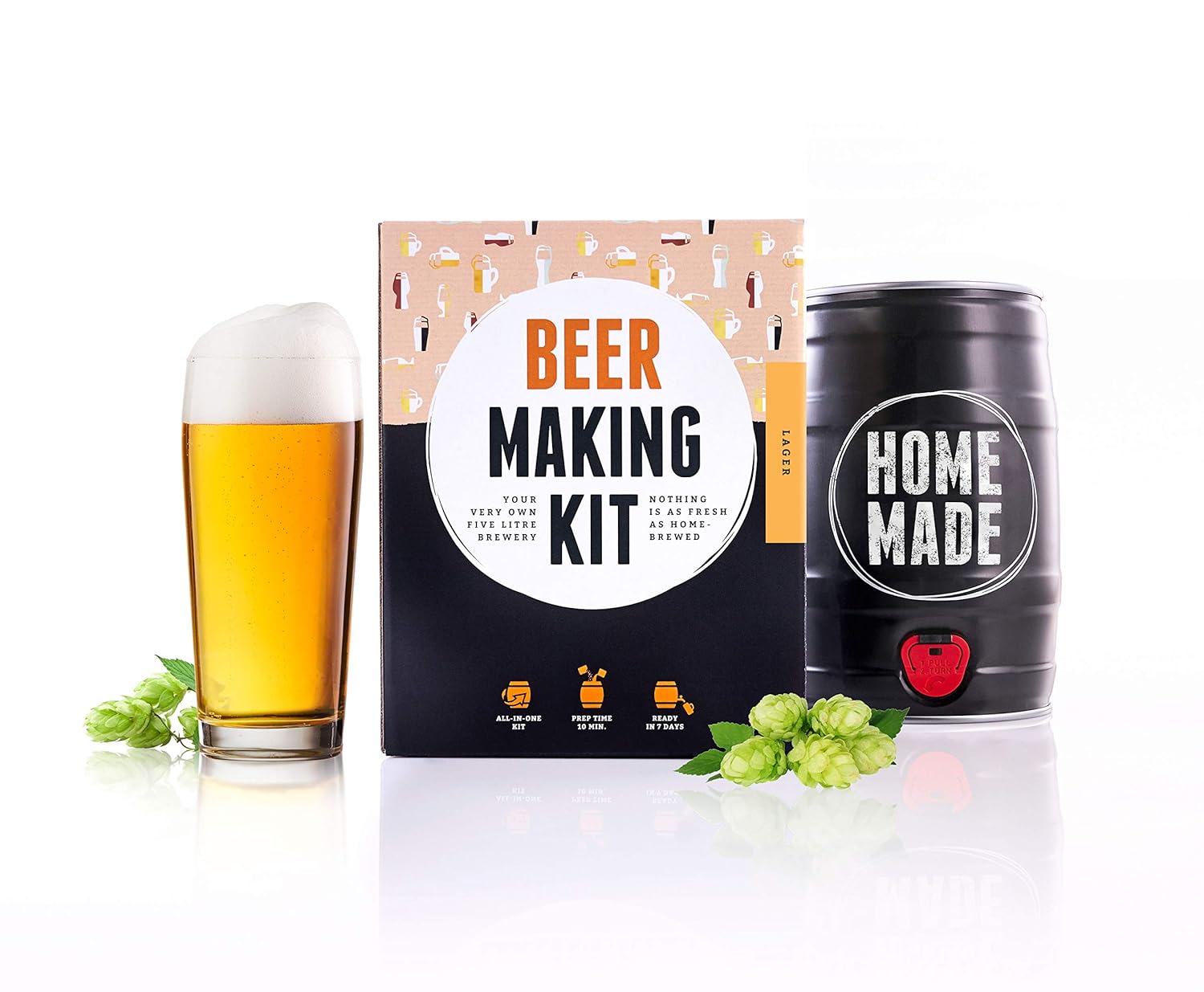 Beer Gifts German Lager Home Brew Beer Kit with 5Litre Keg Ready in 7 Days Gift for Men