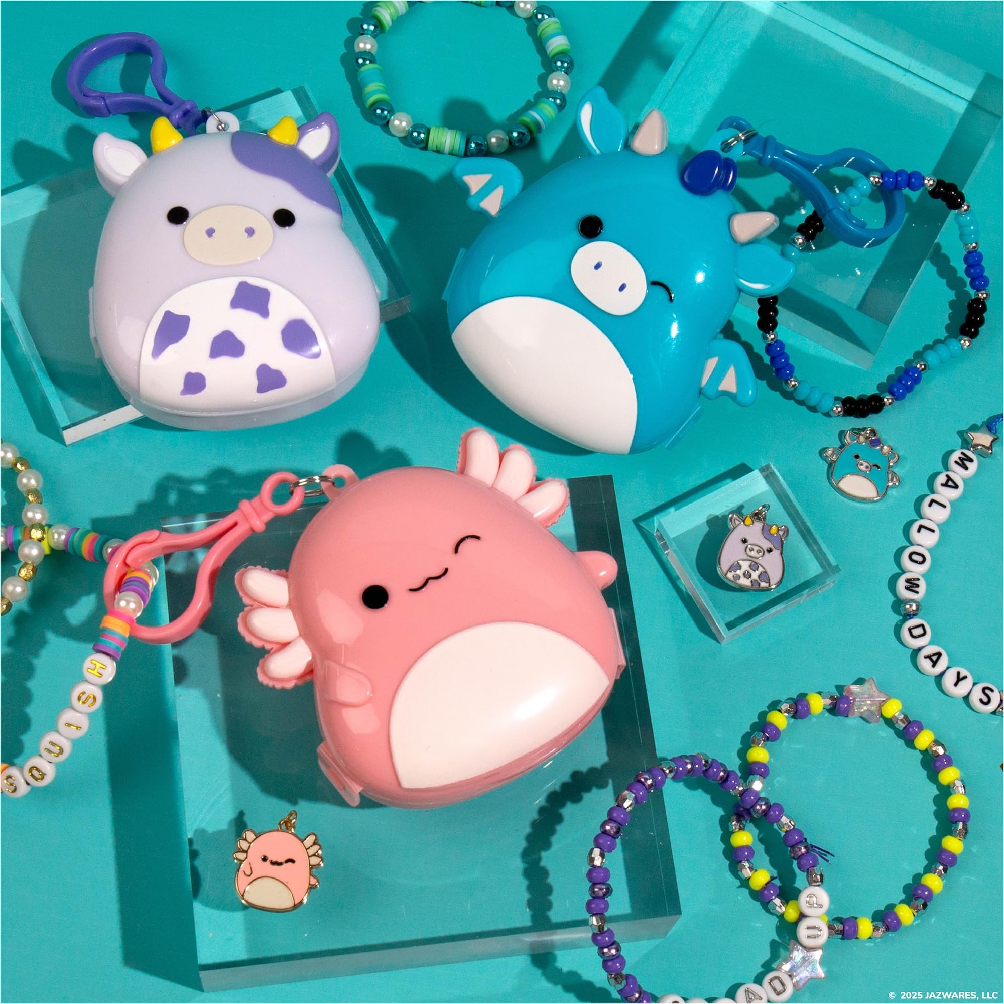 Original Squishmallows Archie The Axolotl Bracelet Kit, Friendship Bracelet Kit, Charm Bracelet Making Kit, Gifts for Girls, Squishmallows for Boys, Craft Kits