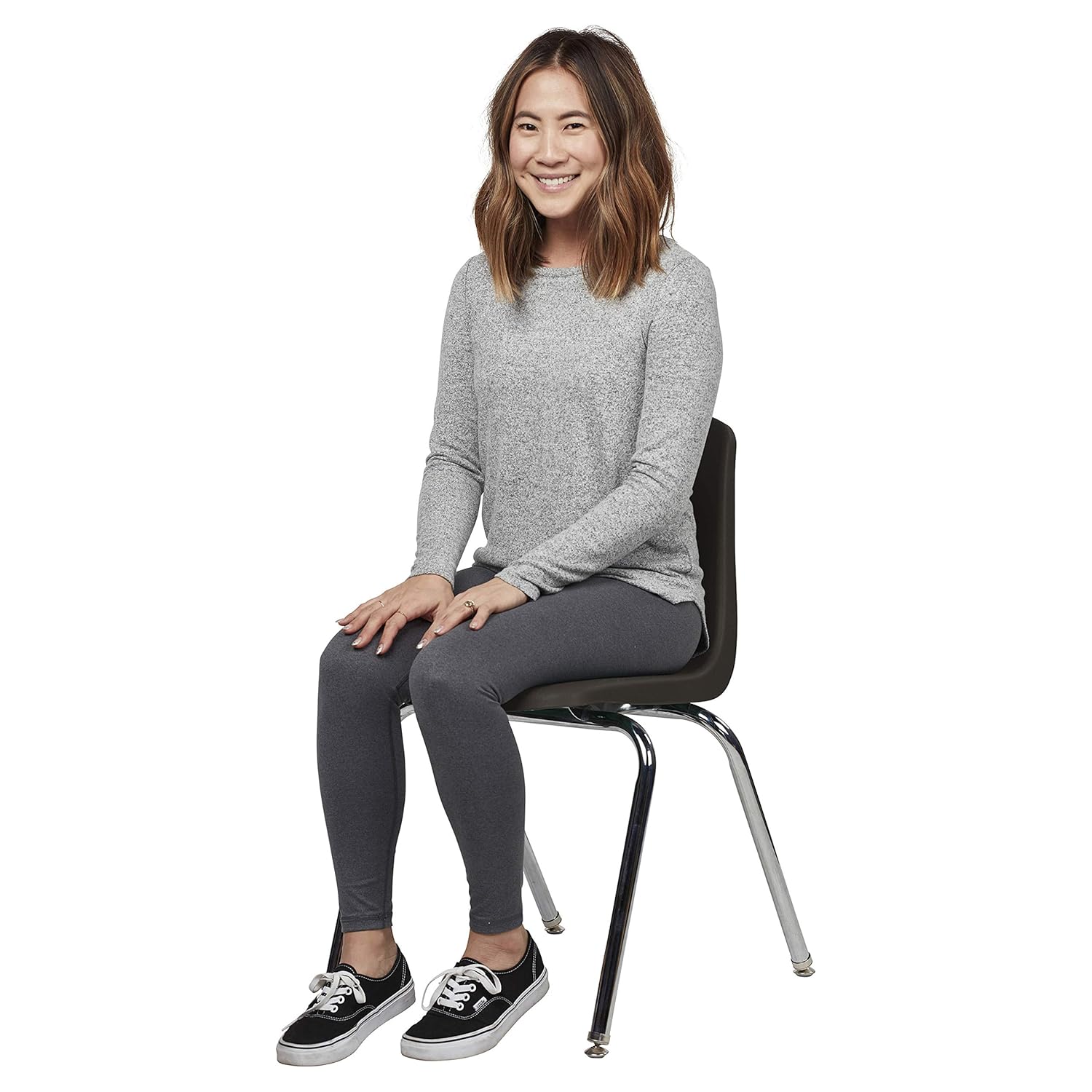 Factory Direct Partners"18"" School Stack Chair, Stacking Student Seat with Chromed Steel Legs and Nylon Swivel Glides; for in-Home Learning, Classroom or Office - Black (4-Pack)": Industrial & Scientific