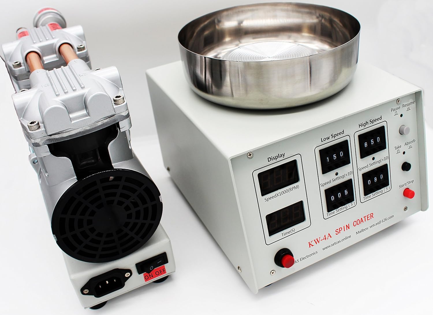 KW4A Spin Coater Incl. OilLess Vacuum Pump, 3 Vacuum Chucks, 2 Year