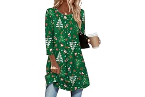 Zeagoo Women Tops 3/4 Sleeve Dressy Casual Plus Size Tunics to Wear with Leggings Swing Flare T-Shirt Loose Blouses
