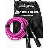 Evo Rope | 1.1LB Weighted Jump Rope for Women & Men – Adjustable 10mm Heavy PVC Skipping Rope for Fitness, Ideal for High-Intensity Training, MMA, Boxing, CrossFit, Weight-loss Workouts