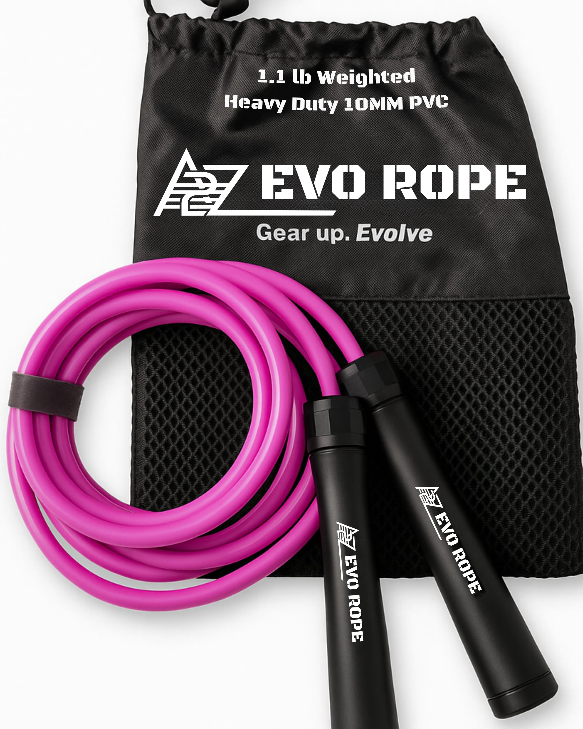 Photo 1 of Evo Rope | 1.1LB Weighted Jump Rope for Women & Men – Adjustable 10mm Heavy PVC Skipping Rope for Fitness, Ideal for High-Intensity Training, MMA, Boxing, CrossFit, Weight-loss Workouts