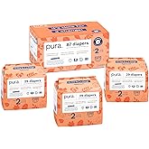 Pura Hypoallergenic Diapers, Size 2 (7-13 lbs) Totally Chlorine Free, Wetness Indicator, Suitable for Sensitive Skin, Soft Organic Cotton, Overnight, 3 Packs of 29 (87 Baby Diapers)