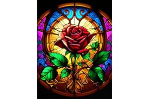 Axquilon Rose Diamond Painting Kits for Adults, 5D Diamond Painting Diamond Art for Begginers, DIY Diamond gem Diamond Painting with Round Full Drill Diamond Art for Home Wall Decor 12X16 inch