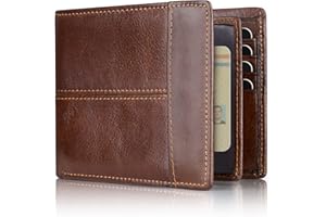 Swallowmall Mens Wallet Rfid Blocking Leather Wallet for Men Bifold Wallets with 1 ID Window 16 Card Slot