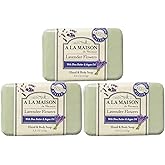 A LA MAISON Lavender Flower Bar Soap - Triple French Milled Natural Moisturizing Hand Soap Bar (3 Bars of Soap, 8.8 oz)