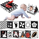 URMYWO Black and White Baby Toy, Tummy Time High Contrast Newborn Toys | Visual Stimulation Soft Baby Book, Brain Development Montessori Sensory Infant Mirror Toy 0-6-12 Months, Boy Girl Shower Gift