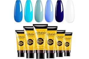 BURANO Poly Extension Gel Nail Kit, 6 Colors Nail Poly Nails Builder Gel Set for Beginner & Professional Using, Poly Nail Gel Kits DIY Starter Kit Nail Art Gift (blue)