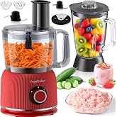 Food Processor and Blender Combo, 88 oz Food Chopper | Kitchen Appliance for Meat Vegetable and Dough, 70oz 800W Glass Jar Blender with 2 Speeds and Pulse for Smoothie, Upgrade